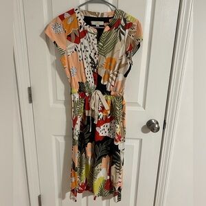 Tropical Print Button-Up Loft Dress - Size 4